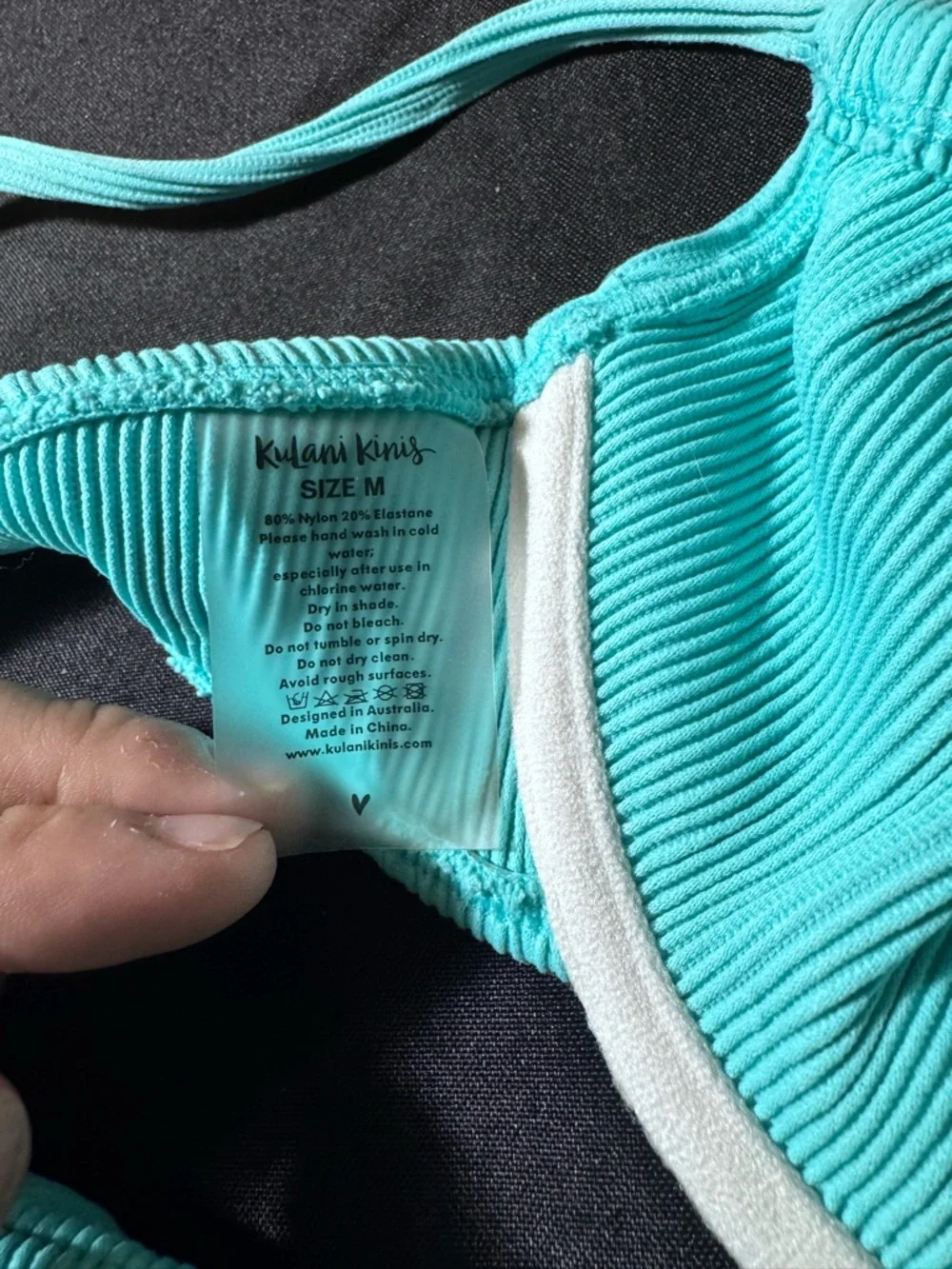 Kulani Kinis Bikini Set Ribbed Turquoise Two-Piece Bikini‎ Set NWOT Size Medium